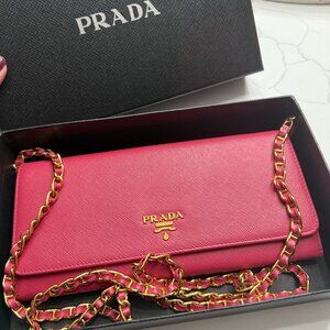 Prada Saffiano Wallet on Chain or clutch